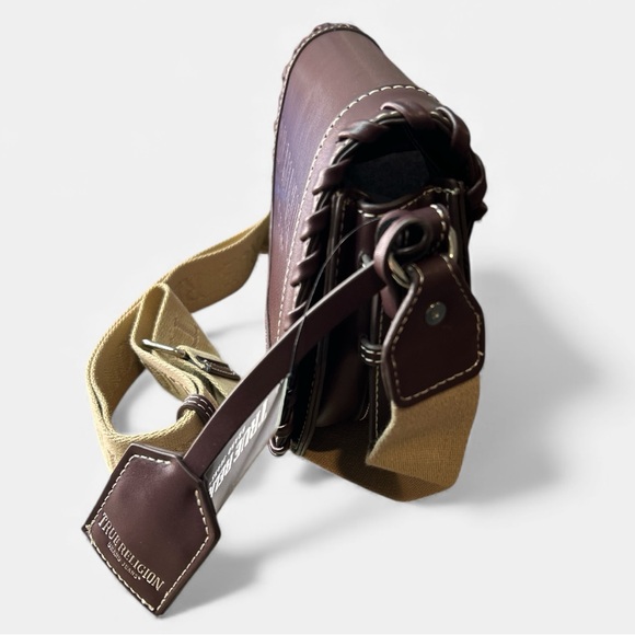 True Religion Wine Crossbody with guitar strap and beautiful whip stitch. NWT - Picture 3 of 8